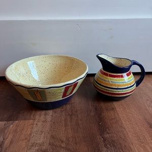 Discontinued Pfaltzgraff Sedona hand painted pitcher and bowl set